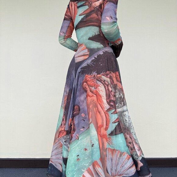 Jean Paul Gaultier birth of Venus mesh long sleeve dress - Picture 9 of 14